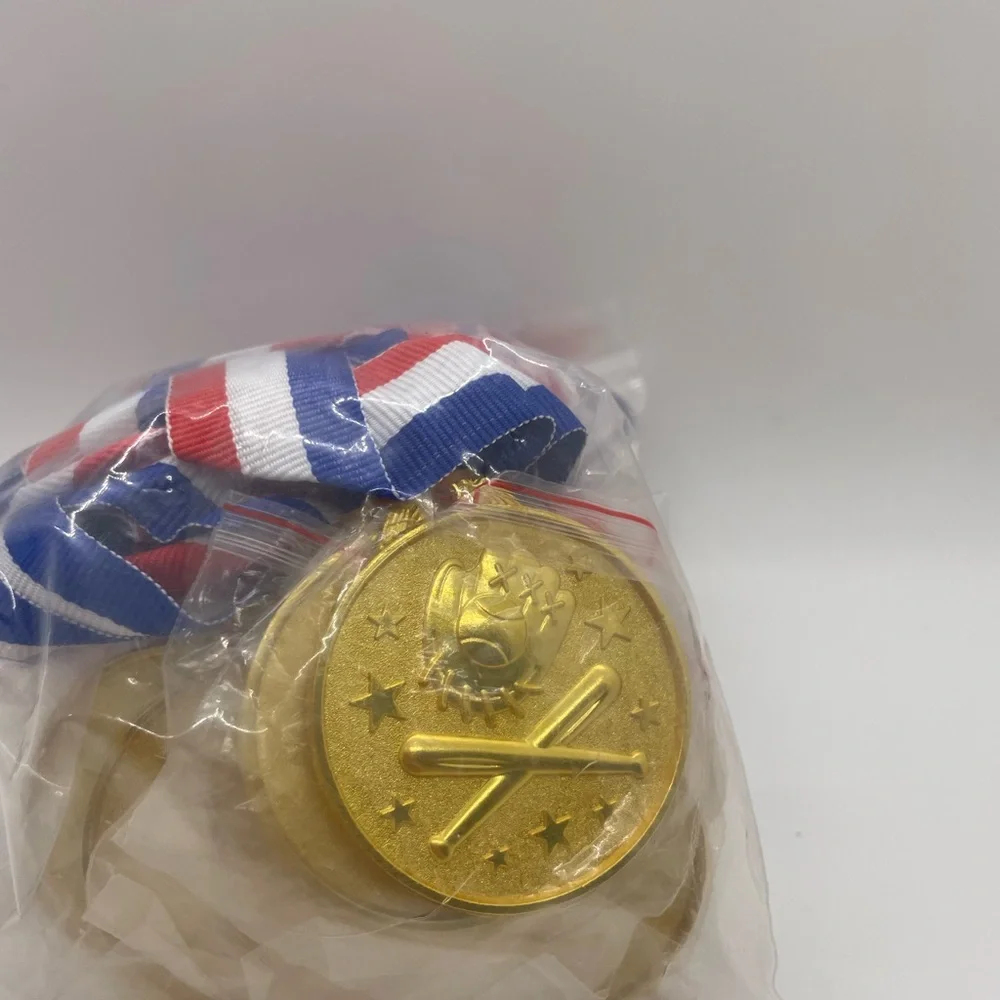 Gold Medal with Ribbon 12 Pack New In Package Hefty Metal Fun Reward Olympics